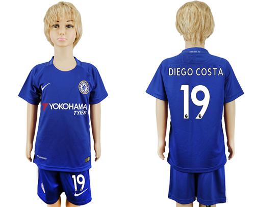 Chelsea #19 Diego Costa Blue Home Kid Soccer Club Jersey - Click Image to Close